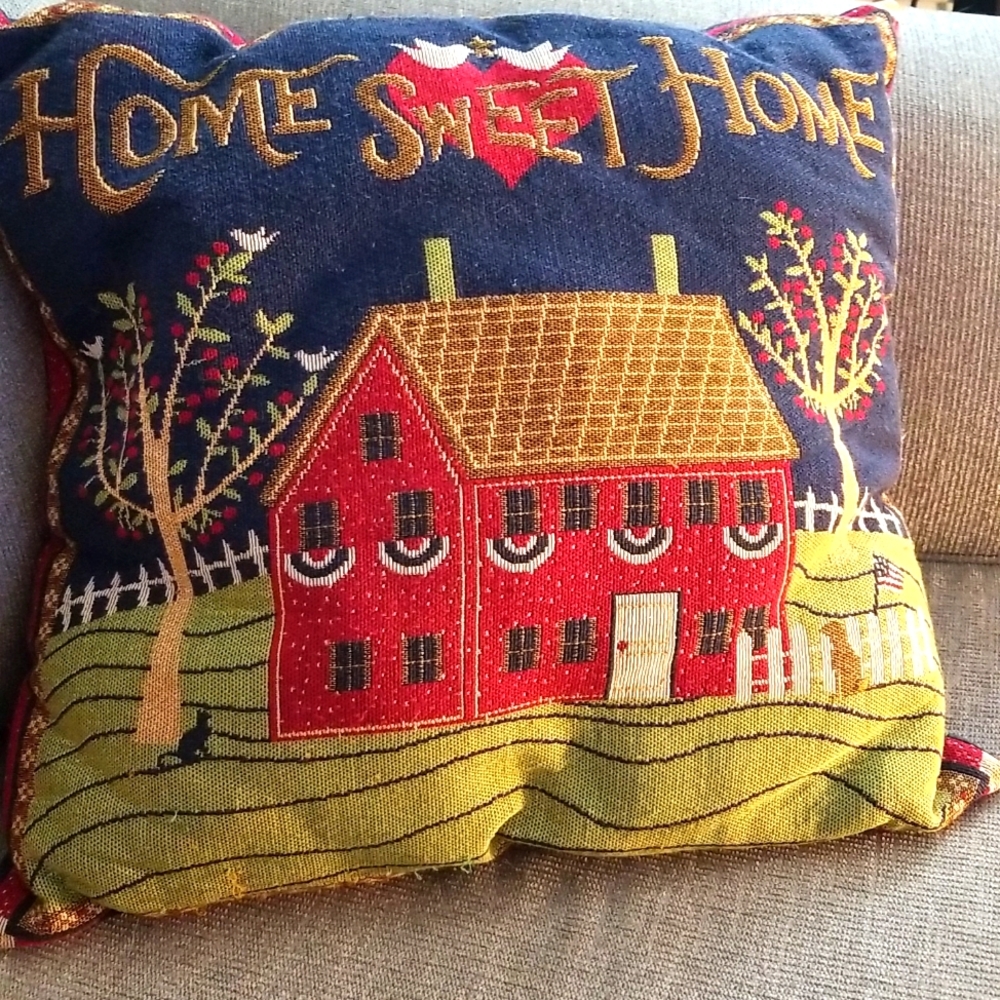 Home Sweet Home Needlepoint Textured Pillow